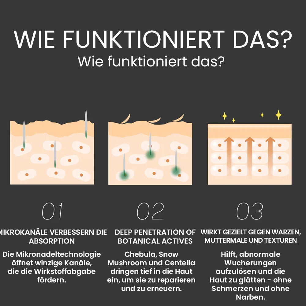 Oveallgo® Koreanisches DermaClear Reedle Shot 100 Serum zum Entfernen von Warzen und Muttermalen